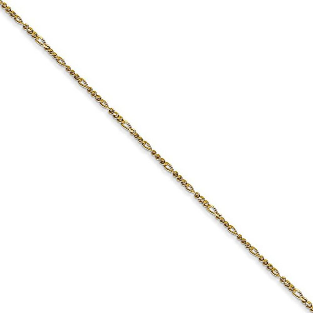 1.25mm 10k Yellow Gold Flat Figaro Chain Necklace, 24 Inch